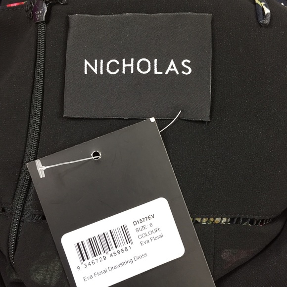 NWT NICHOLAS Eva Floral Drawstring Dress Size 6 - Picture 6 of 8